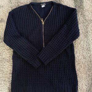Venus Navy Blue Sweater with gold zipper